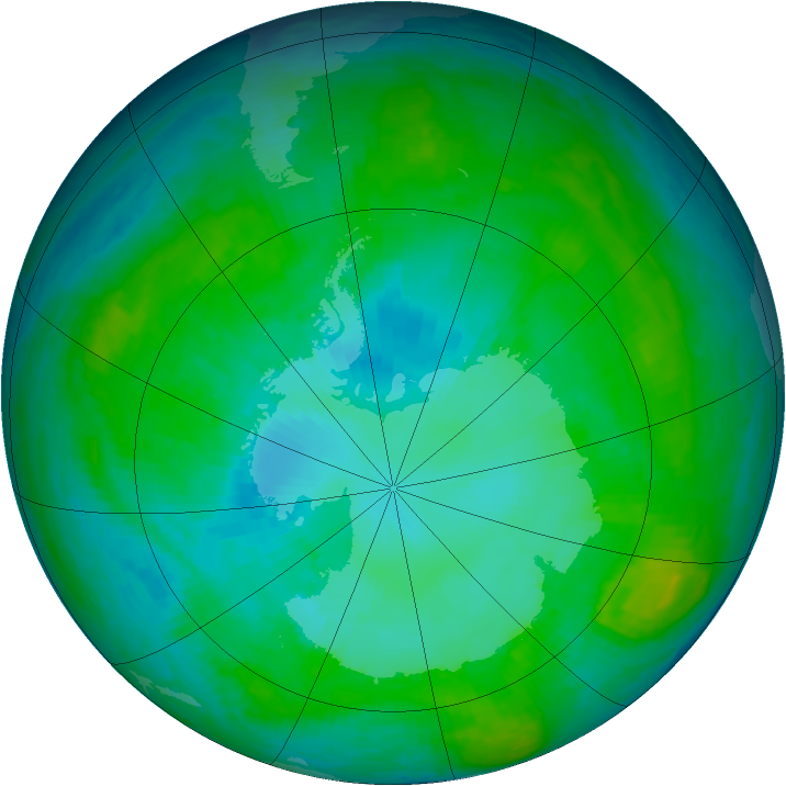 Antarctic ozone map for 11 January 2003